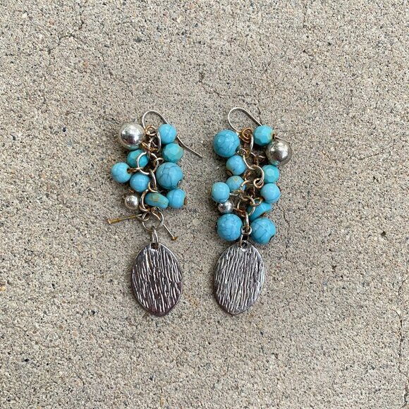 Dangling Turquoise Beaded Earrings - Picture 5 of 7